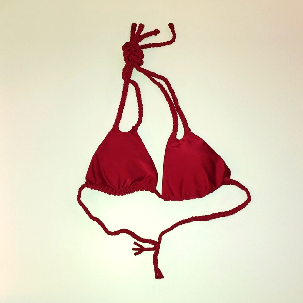 NWOT Solid Red Rope Bikini Top Large